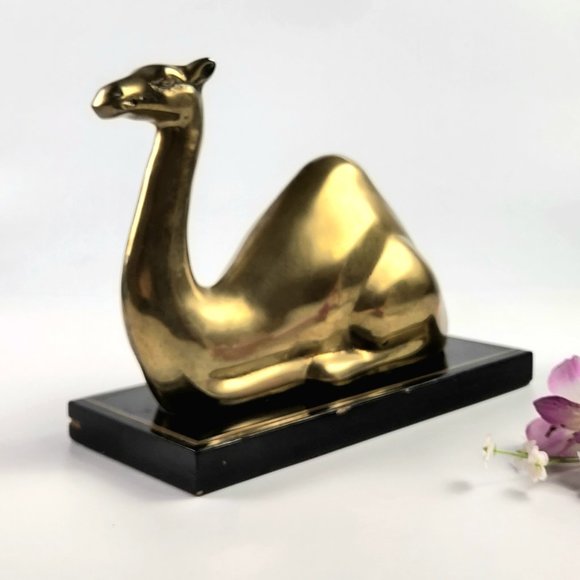 Vintage - Brass - Camel Figurine - Base - Made in Korea - 9"Length